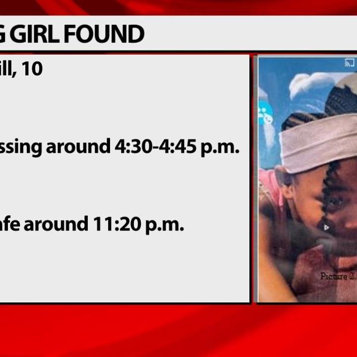 Missing 10-year-old girl found safe nearly 7 hours after disappearance